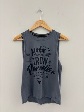 Under Armour Project Rock Gray Graphic Muscle Tank Women's L